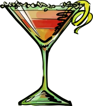 Colorful Martini Glass Art PNG image