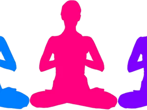 Colorful Meditation Silhouettes PNG image