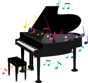 Colorful Melody Piano Illustration PNG image