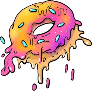 Colorful Melting Donut Illustration PNG image