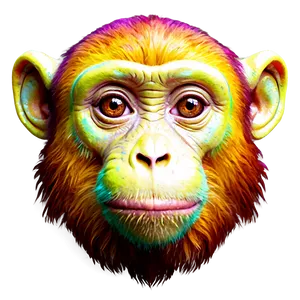 Colorful Monkey Face Artwork PNG Vwe PNG