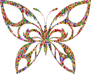 Colorful Mosaic Butterflyon Blue Background PNG image