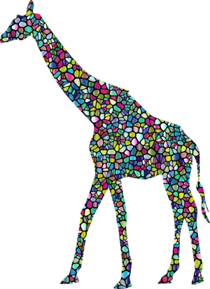 Colorful Mosaic Giraffe Artwork