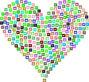 Colorful Mosaic Heart Pattern