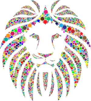 Colorful Mosaic Lion Art