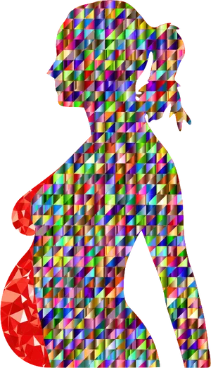 Colorful Mosaic Pregnant Silhouette PNG image