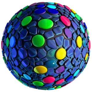 Colorful Mosaic Sphere3 D Render PNG
