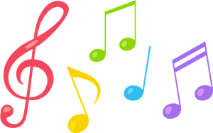 Colorful Music Notes Graphic PNG image