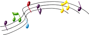 Colorful_ Music_ Notes_on_ Staff PNG image