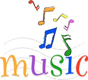 Colorful Music Notesand Word PNG image