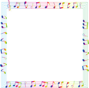 Colorful Musical Notes Border PNG
