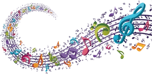 Colorful Musical Notes Wave PNG image