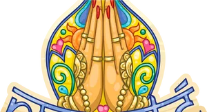 Colorful Namaste Gesture Illustration PNG image