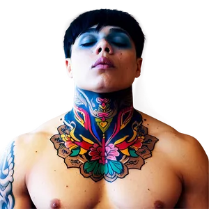 Colorful Neck Tattoo Representations PNG 06122024