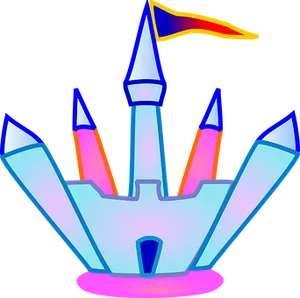 Colorful Neon Castle Illustration