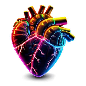 Colorful Neon Heart Png 06122024 PNG image