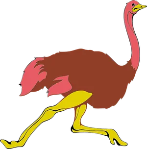 Colorful_ Ostrich_ Cartoon_ Vector