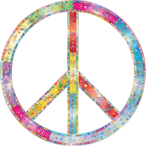 Colorful Paisley Peace Symbol PNG image