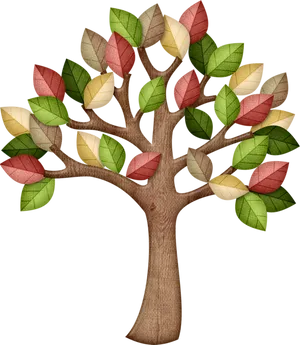 Colorful Paper Craft Tree PNG image