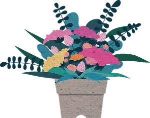 Colorful Paper Cut Flowersin Pot