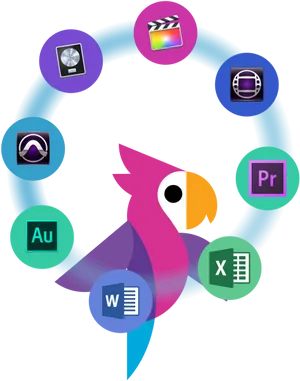 Colorful Parrot Graphic Design Software Icons PNG image