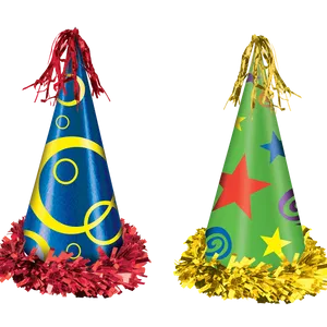 Colorful Party Hats Isolatedon Black PNG image