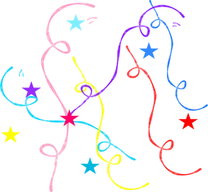 Colorful Party Streamersand Stars PNG image