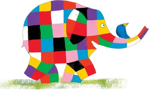 Colorful Patchwork Elephant PNG image