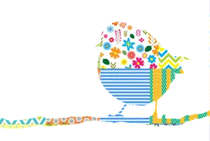 Colorful Patterned Bird Silhouette