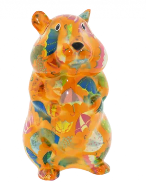 Colorful Patterned Hamster Figurine PNG image