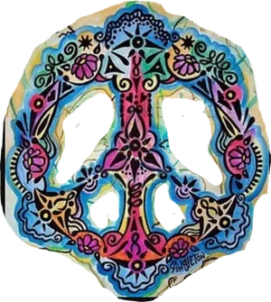 Colorful Peace Sign Hippie Art PNG image