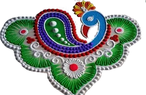 Colorful Peacock Rangoli Design PNG image