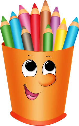 Colorful Pencilsin Animated Cup Clipart PNG image