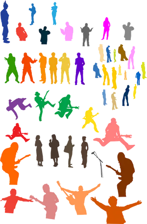 Colorful_ People_ Silhouettes_ Collection PNG
