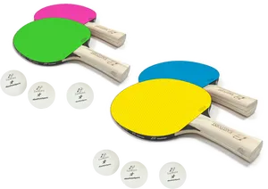 Colorful Ping Pong Paddles Set PNG