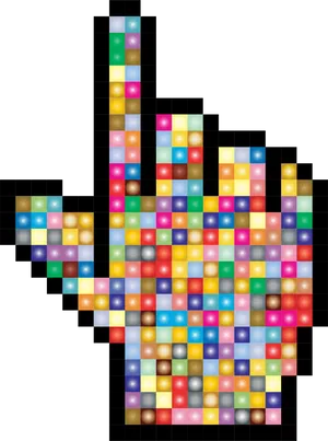 Colorful Pixel Hand Cursor PNG image