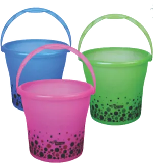 Colorful Plastic Buckets Set PNG image