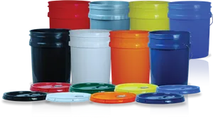 Colorful Plastic Bucketswith Lids PNG image