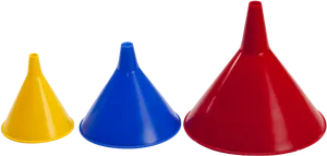 Colorful Plastic Funnels Set PNG image