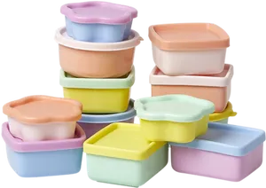 Colorful Plastic Tiffin Boxes Stacked PNG image