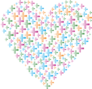 Colorful Plus Sign Heart Pattern