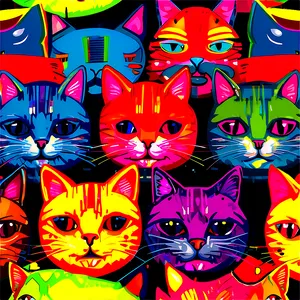 Colorful Pop Art Cat Vector Png 06262024 PNG image