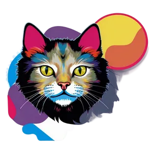 Colorful Pop Art Cat Vector Png 2 PNG image