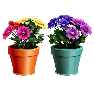 Colorful Potted Flowers Png 39 PNG image