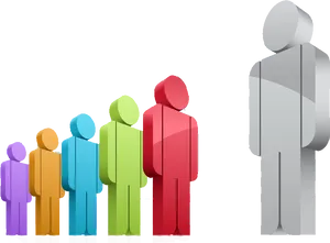 Colorful Queue3 D People Graphic PNG image