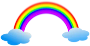 Colorful Rainbow With Clouds PNG image