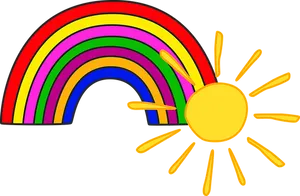 Colorful Rainbowand Sun Illustration PNG image