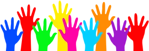 Colorful Raised Hands Celebration PNG image