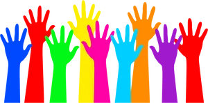 Colorful Raised Hands Clipart PNG image