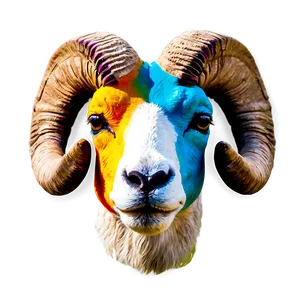 Colorful Ram Head Painting PNG Uec